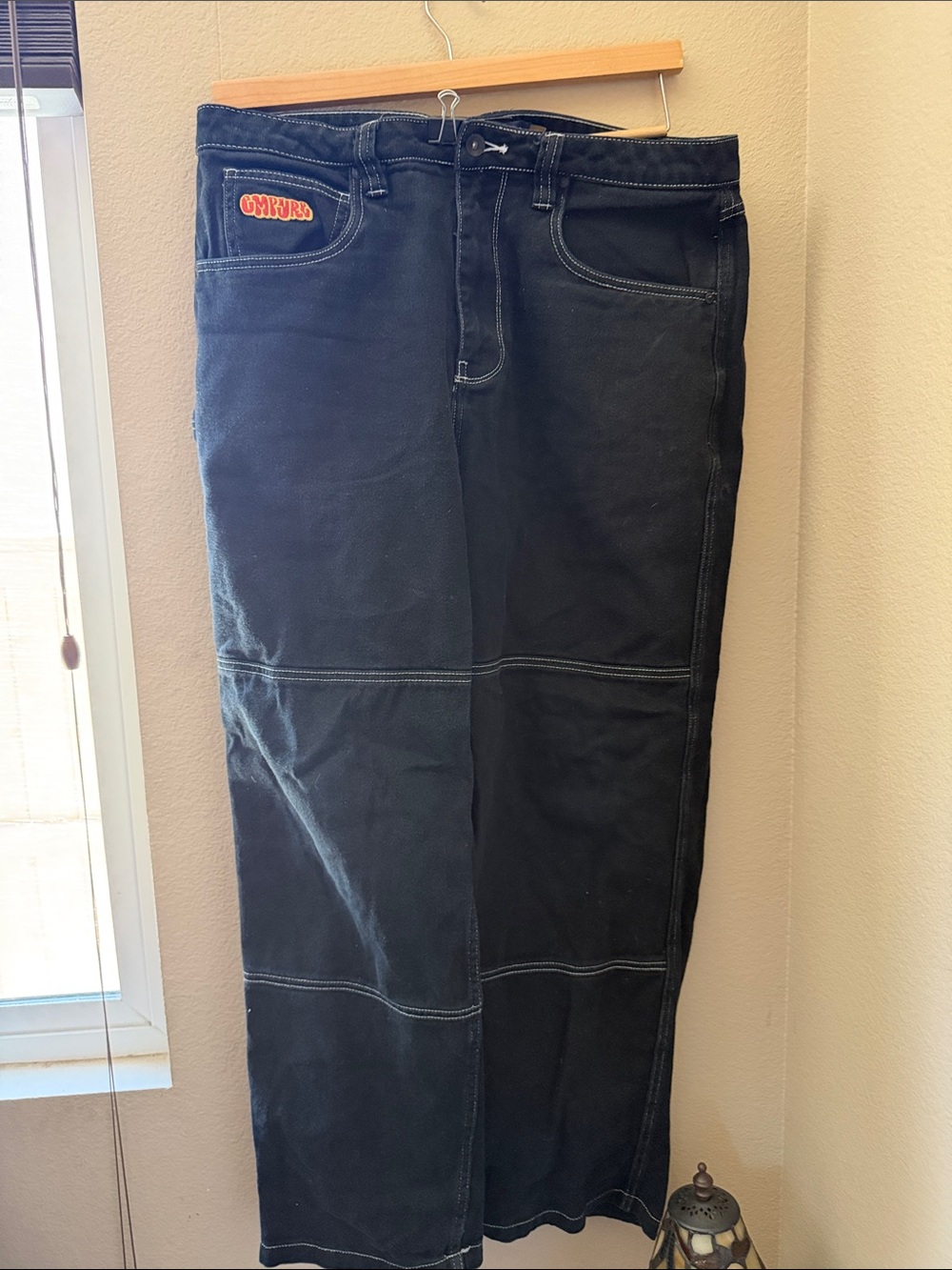 Empyre Men's Black Straight Jeans with Contrast Stitching